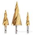 3PCS HSS Spiral Grooved Titanium Step Drill Bit